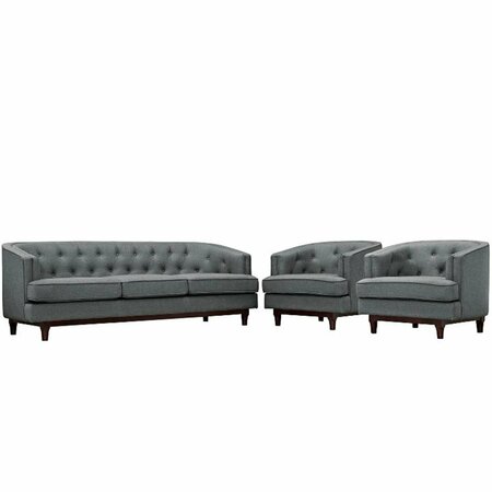 MODWAY FURNITURE Coast Living Room Sofa Set, Gray - Set of 3 EEI-2448-GRY-SET